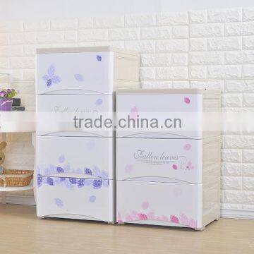 Fresh Flower Printing Plastic 3 Shelf Clothes Cabinet