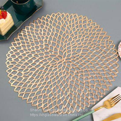 Fancy Modern Round Flower Pattern Non Slip Heat Resistant PVC Table Pads Bowl Hollow Place Mats photo-5