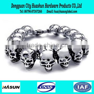 hot sale popular stainless steel man skull head bracelet for wholesale