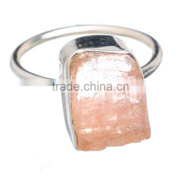 925 SOLID STERLING FINE SILVER ROUGH ROSE QUARTZ RING