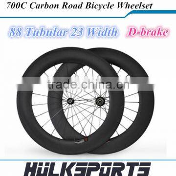 Disc Brake Depth 88mm Road Carbon Wheels;Width 23 mm Tubular Bicycle Wheels;Size 700C U shape wheelset;BIKE Wheelset