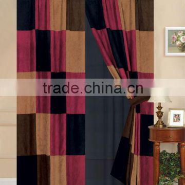 luxury patchwork micro suede curtain set