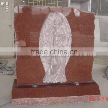 India Red Granite Angel Engraving Tombstone