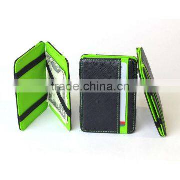 Cheap PU leather magic flip wallet with colorful combination