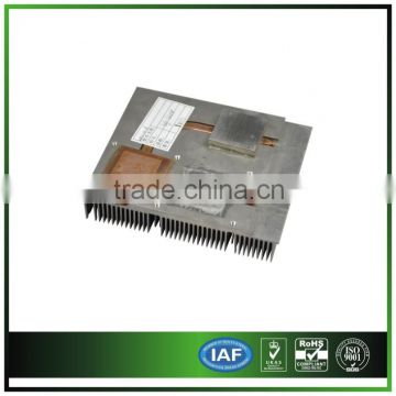 Aluminium Extrusion Heat sink with heat pipe and copper base