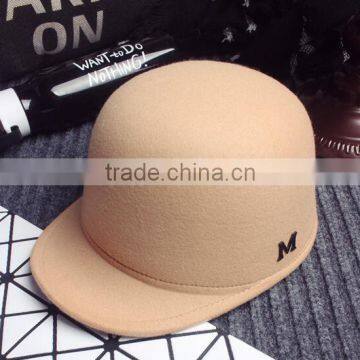Outdoor Riding Hunting Vintage London Letter M Applique Women Wool Felt Equestrian Cap