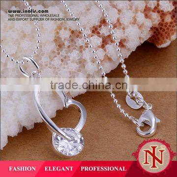 Hot sale silver heart with zircon stone LKNSPCP214