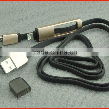 Flat 2 in 1 Micro USB Cable /USB Charger Cable With Stripe photo-4