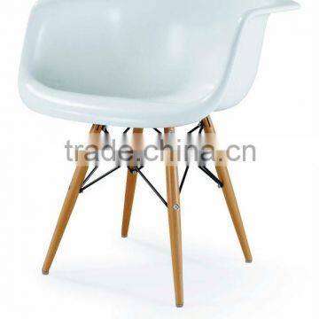 Baxton Studio Fiorenza White Plastic Armchair with Wood Eiffel Legs