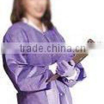 Disposable Purple SMS Lab Coat with Buttons and Knitting Cuff