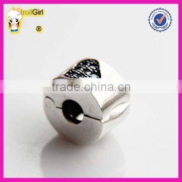 Heart Charm With Clear Stone 925 Sterling Silver Clasp Stopper Beads photo-3