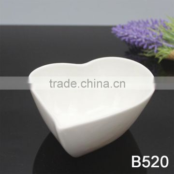 Heart shaped blank white small ceramic bowl