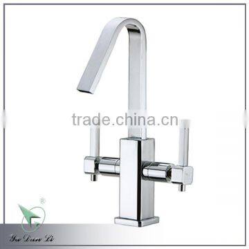 Polished chrome dual lever solid brass quarter turn basin faucet 6209