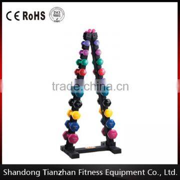 Vinyl Dumbbell Rack TZ-8004A--Fitness Gym Equipment Triangle Dumbbell Rack Hold 10 Pair Dumbbells                        
                                                Quality Choice