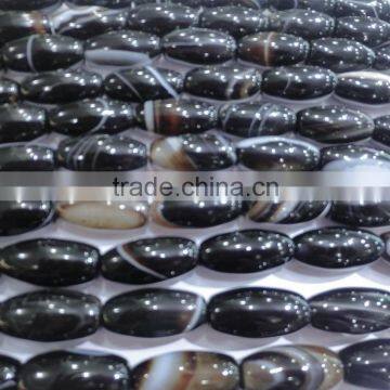 15*30mm Barrel Drum Shape Natural Polished Black Agate Strip Beads photo-3