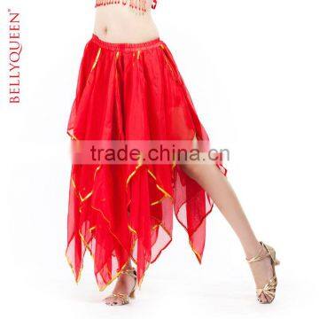 red chiffon belly dancing skirt,belly dancing costumes,BellyQueen