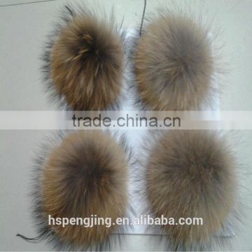 2014 Fashion raccoon fur pom poms ball in natrual color