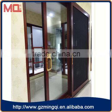 China factory wooden color balcony sliding glass door with high hardware