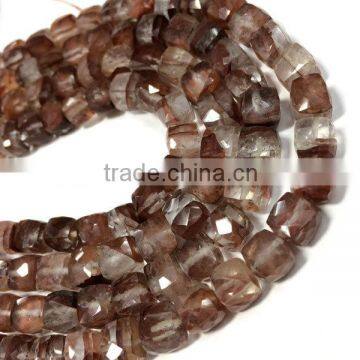 WHOLESALE LOT NATURAL COFFEE QUARTZ APPROX 7X7-8X8MM CUBE BOX FACETED LOOSE BEADS