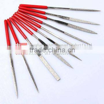 New 10pc set Diamond coated needle Files for model burring hand needle file set