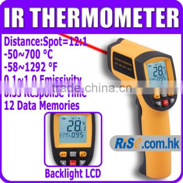 12:1 Non-contact Pyrometer -50~700 C -58~1292 F 0.1~1EM IR Infrared Thermometer