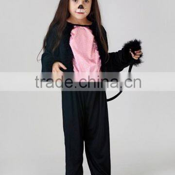 Carnival party black cat jumpsuit girl cosplay costume Halloween plush costume child animal