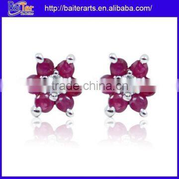 Best Seller ! Wholesale Fashion .925 Sterling Silver Red Real Ruby Earrings photo-2