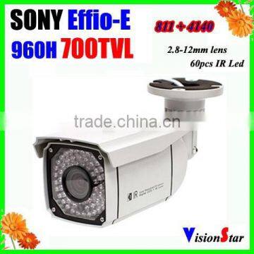 Color Night Vision Sony CCD Effio-E 700TVL 60pcs Leds 50M IR Distance OSD Video Bullet CCTV Camera Surveillance System