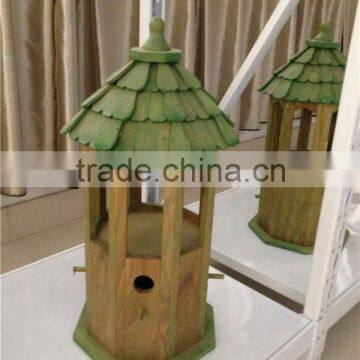 BSCI factory nature wooden plywood MDF birdhouse pure wood green color