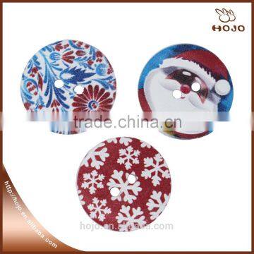 Christmas wooden Pattern buttons white back Wood Buttons 2.5cm