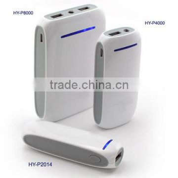 high quality series portable battery charger 2600mah White color and LEDs Indicate charging Hot selling 2015 for gift