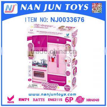 popular plastic ABS kids kitchen cabinet toy with light and music