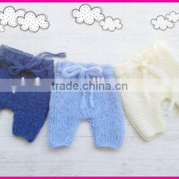 2015 fashion hand knit newborn photo props baby pants set