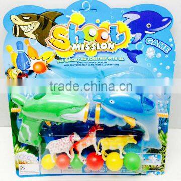 Shooting Game Solid Color Shark Dolphin Ping-pong Gun With Bowling Ball Sport Toy photo-6