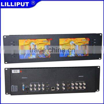 Dual 7" IPS screens 3RU Rack Broadcast Division LCD Monitor with Smart Ethernet Control