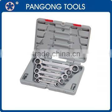 Hangzhou Manufacturer Double Ratchet Offset Ring Wrench Set with Blow Mold Case