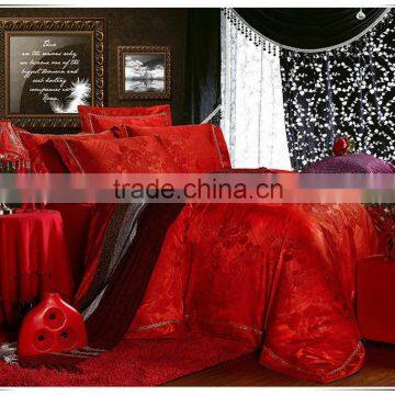 fabric cotton red jacquard bed linen set