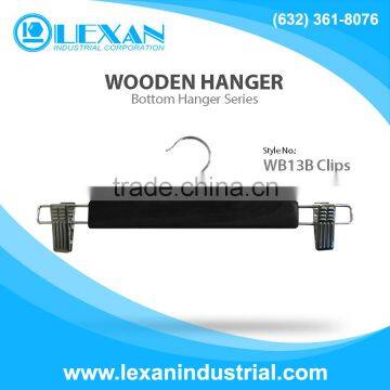 WB13B Clips - 17" Wooden Hanger for Bottoms, Pants, Skirts, Shorts (Philippines)