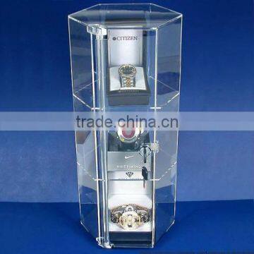 Large Revolving Showcase Display Locking Acrylic Case