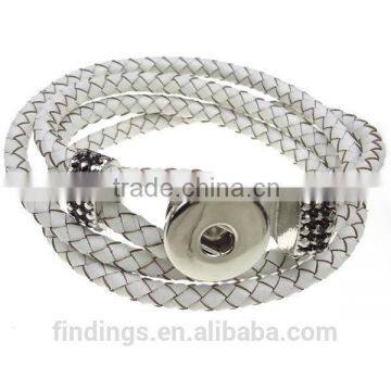 CJ2048 fashion bracelets braided leather bracelet jewelry,leather snap button charm changeable bracelets jewellery