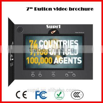 7" OEM\ODM artwork LCD digital video player brochure card lcd video brochure card