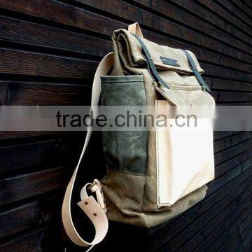 Custom high quality waxed canvas backpack