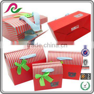 Folding paper box with handle gift box with window for packing