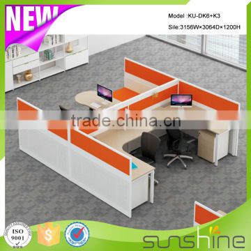 KU-DK6+K3 The Newest Office Staff Desk Half Glass Office Partition