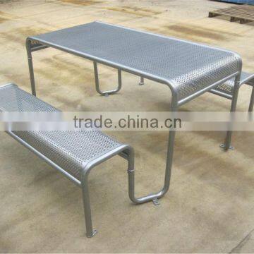 Galvanized steel garden table and bench,picnic table with bench