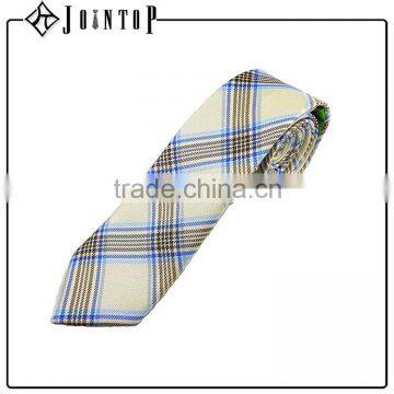 Good quality simple grid handmade silk tie and handkerchief