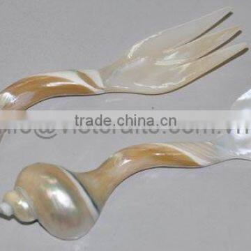 Shell and mother of pearl utensils, shell serving set, 20cm long