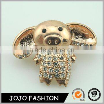 Hot sale large animal rhinestone mix gold pig cute brooches