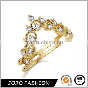 Good Quality Gold Plated Jewelry Rhinestone Crown Ring