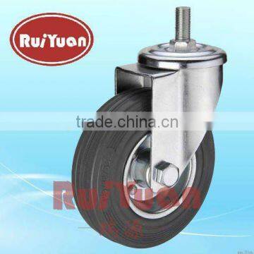 European type gray rubber threaded stem swivel industrial caster